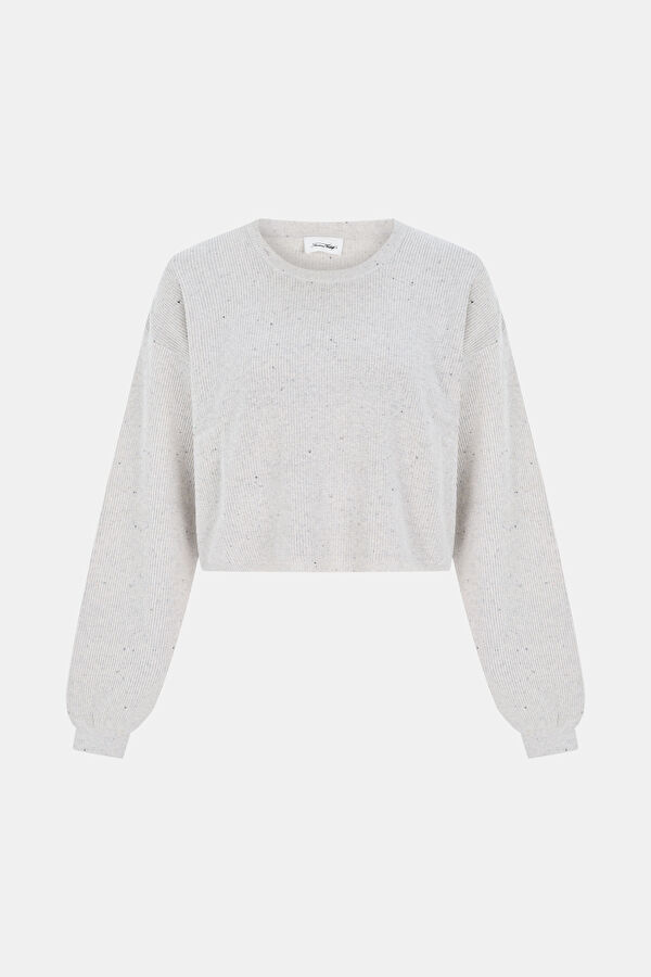 Ekru Bisiklet Yaka Sweatshirt