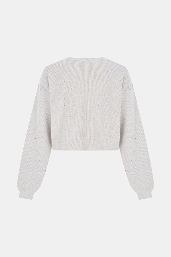 Ekru Bisiklet Yaka Sweatshirt 2