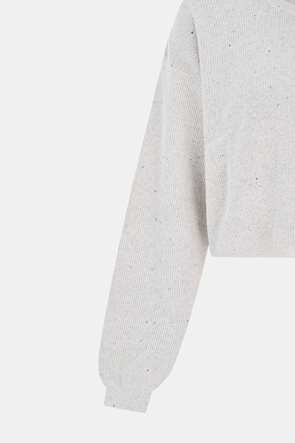 Ekru Bisiklet Yaka Sweatshirt 3