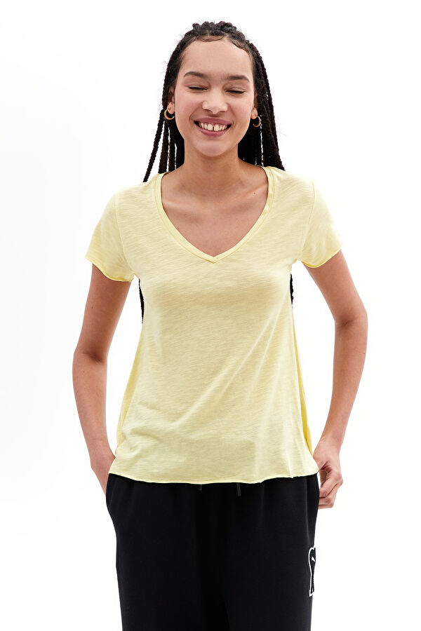 Açık Yeşil V Yaka T-Shirt