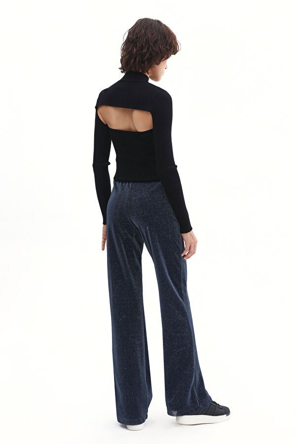 Slim Fit Navy Wide Leg Women's Trousers 2
