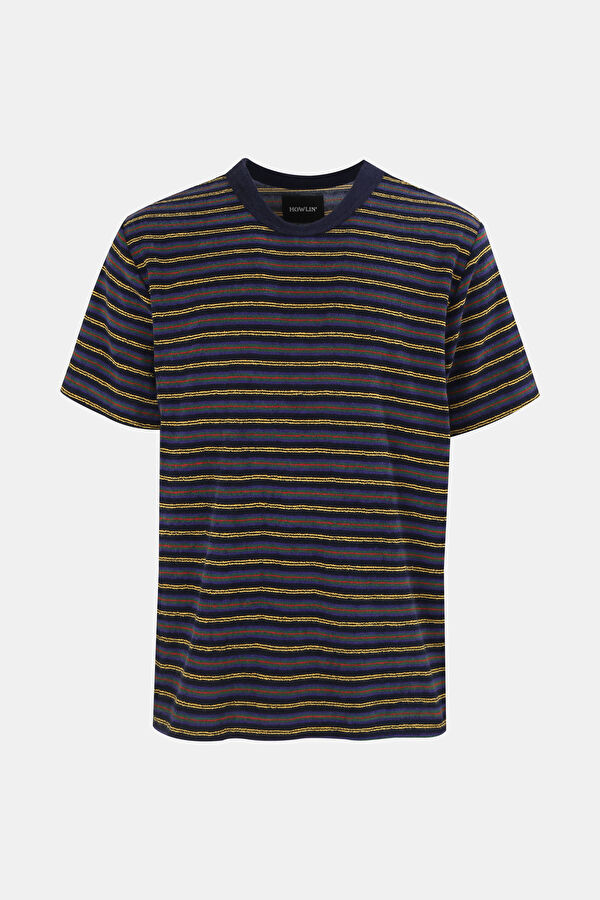 Çok Renkli Bisiklet Yaka Çizgili T-Shirt