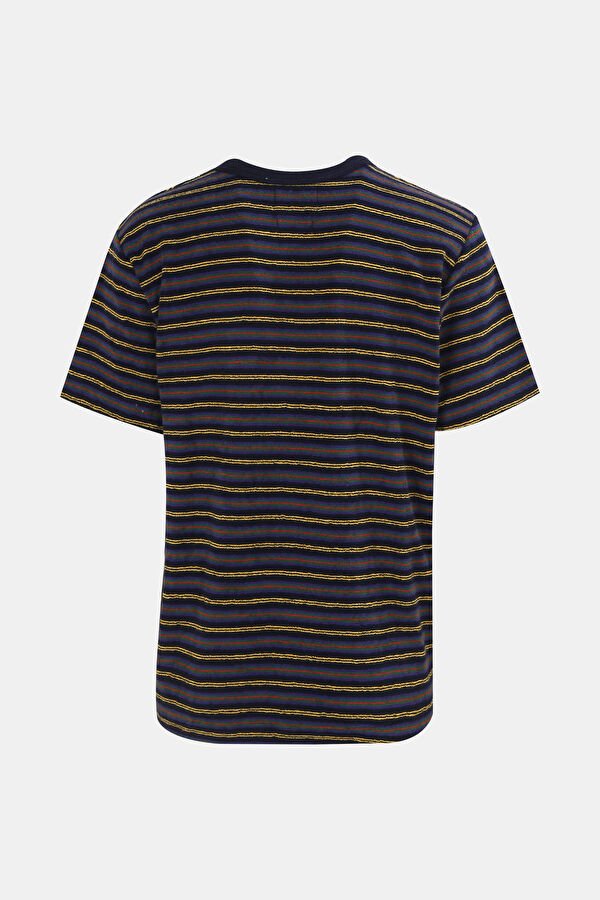 Çok Renkli Bisiklet Yaka Çizgili T-Shirt 2