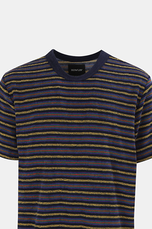 Çok Renkli Bisiklet Yaka Çizgili T-Shirt 3