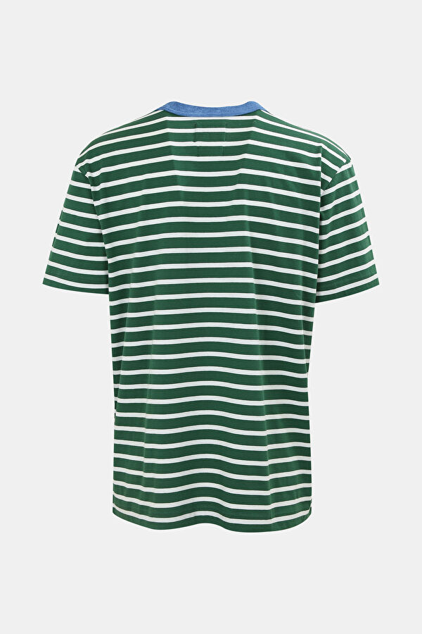 Yeşil Bisiklet Yaka Çizgili T-Shirt 2