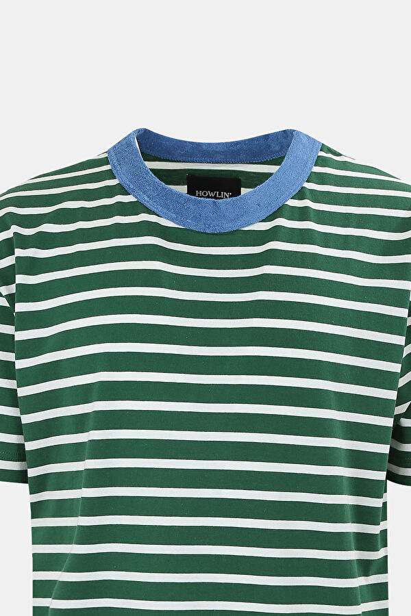 Yeşil Bisiklet Yaka Çizgili T-Shirt 3