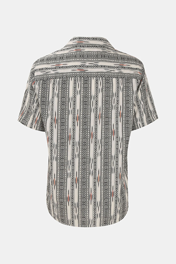 Oversize Gri Desenli Klasik Yaka Gömlek 2