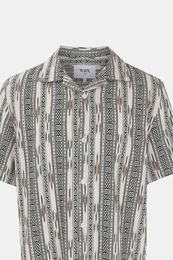 Oversize Gri Desenli Klasik Yaka Gömlek 3