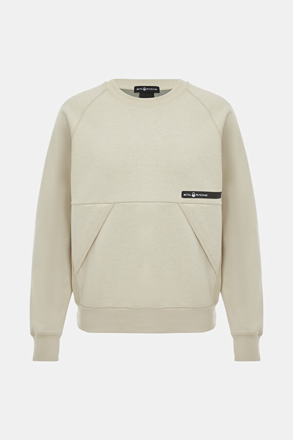 Bej Bisiklet Yaka Sweatshirt
