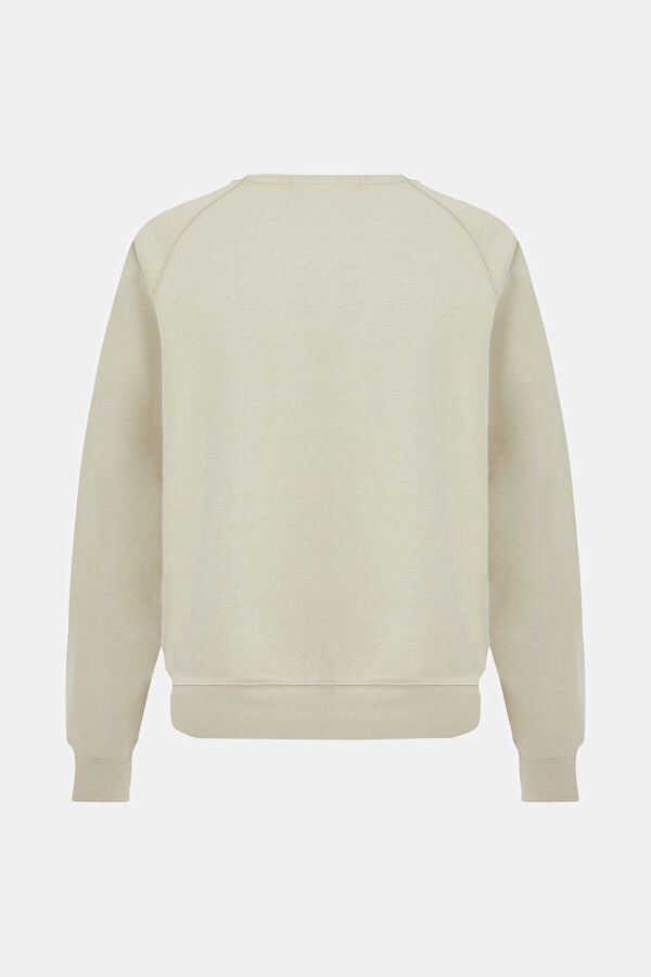 Bej Bisiklet Yaka Sweatshirt 2