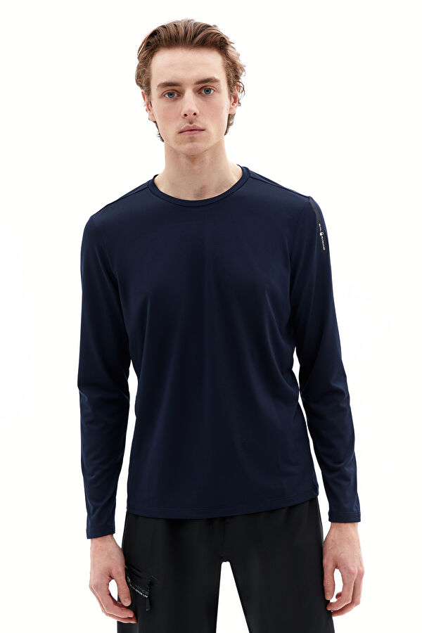 Lacivert Bisiklet Yaka T-Shirt