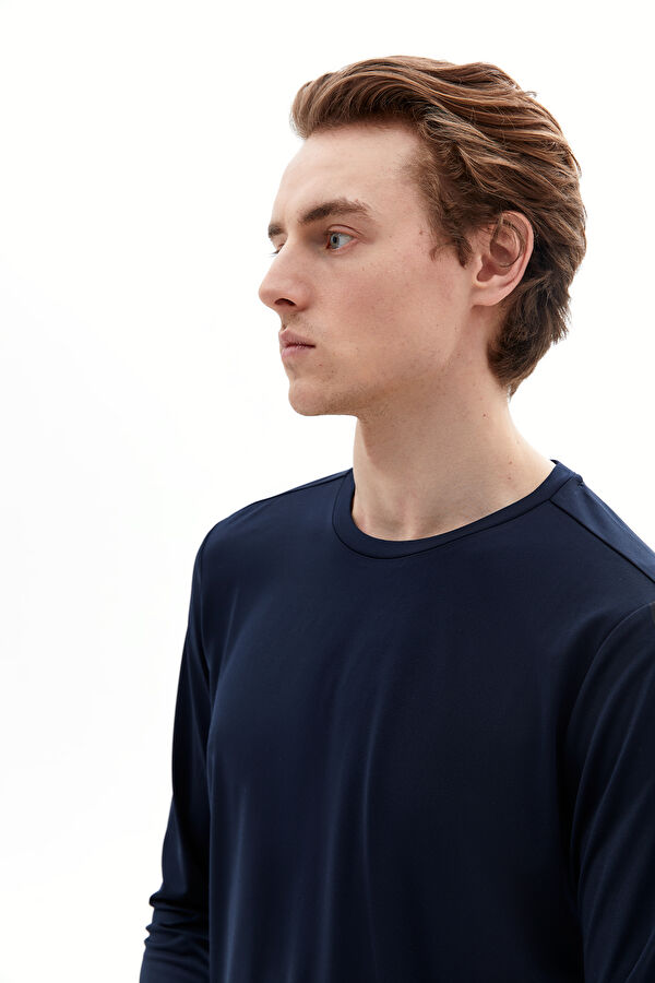 Lacivert Bisiklet Yaka T-Shirt 2
