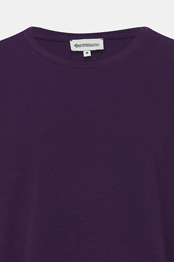 Mor Bisiklet Yaka Baskılı T-Shirt 3