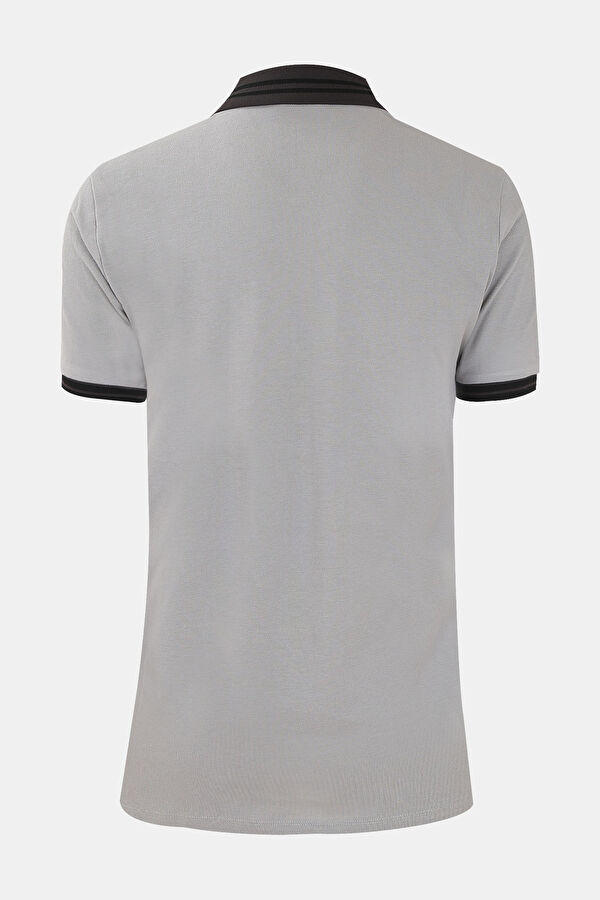 Gri Polo Yaka Düz Erkek T-Shirt 2