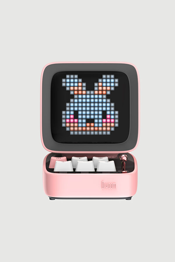 Ditoo Mic Piksel Ekranlı Karaoke Mikrofonlu Pembe Bluetooth Hoparlör