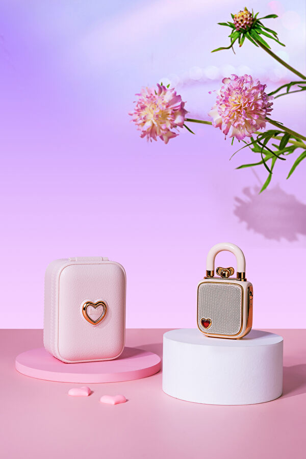 Love Lock Mini Ses Kayıt Özellikli Pembe Bluetooth Hoparlör 5