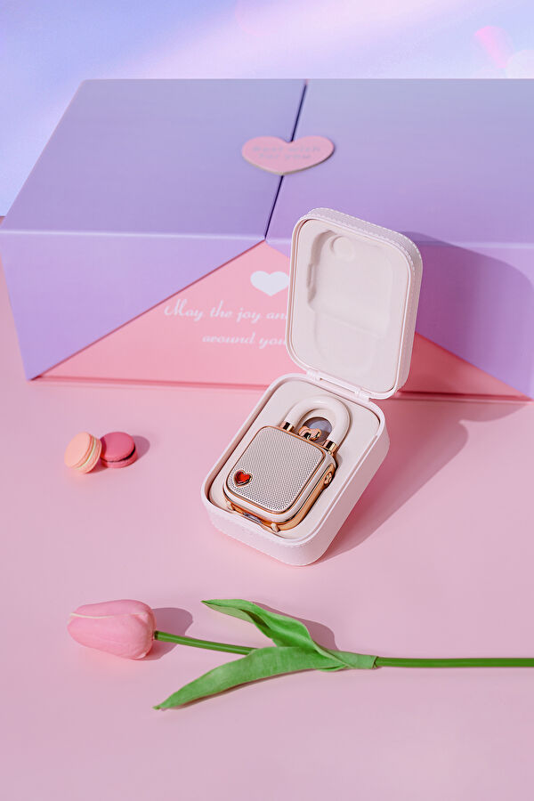 Love Lock Mini Ses Kayıt Özellikli Pembe Bluetooth Hoparlör 8