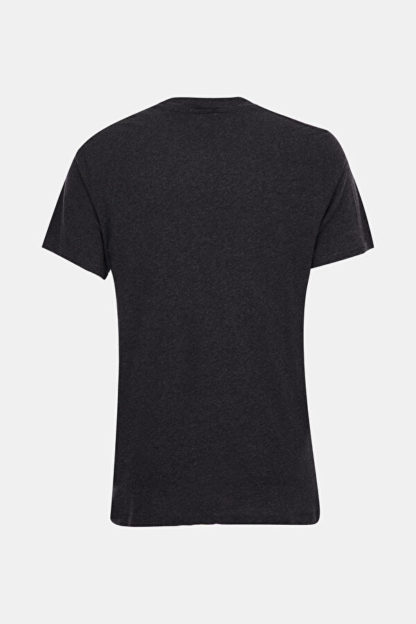 Antrasit Bisiklet Yaka Düz T-Shirt 4