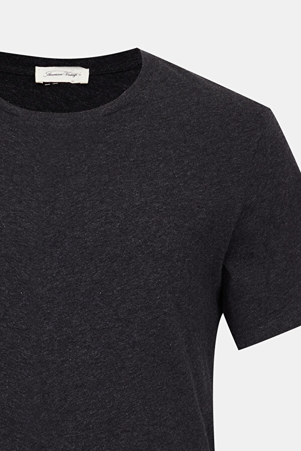 Antrasit Bisiklet Yaka Düz T-Shirt 5