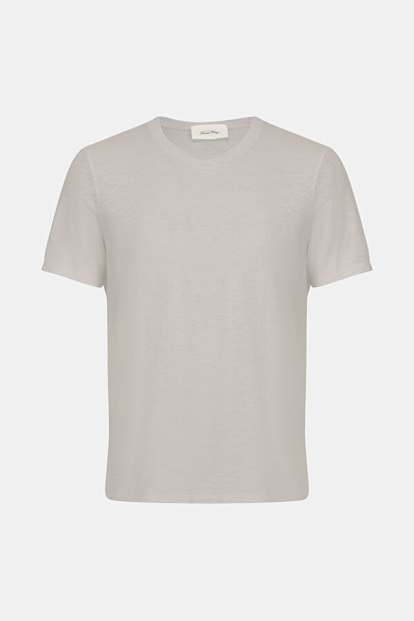 Gri Bisiklet Yaka Düz T-Shirt 3