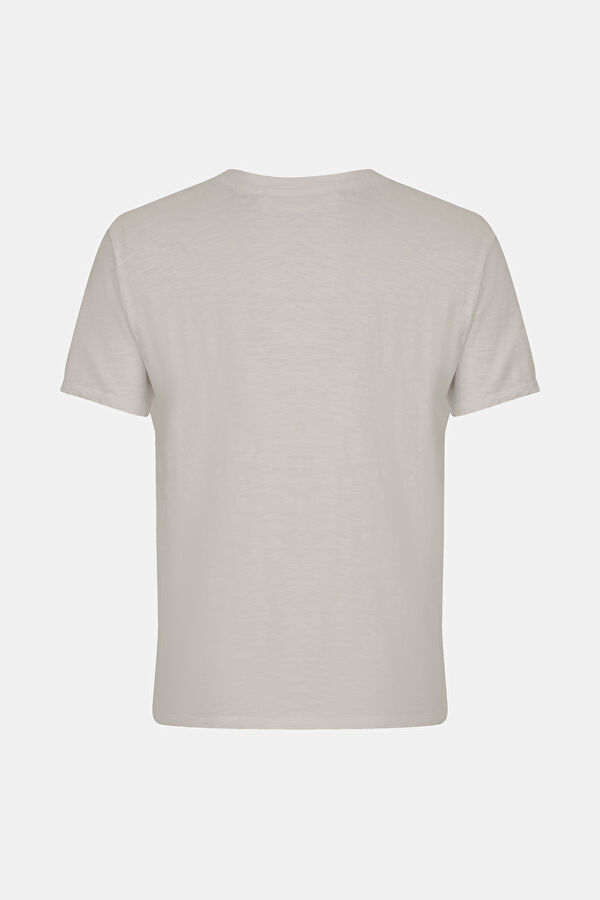 Gri Bisiklet Yaka Düz T-Shirt 4