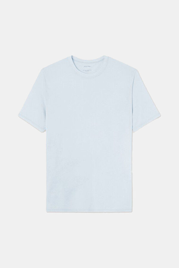 Açık Mavi Bisiklet Yaka T-Shirt