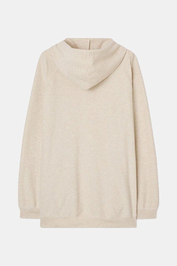 Ekru Kapuşonlu Sweatshirt 3