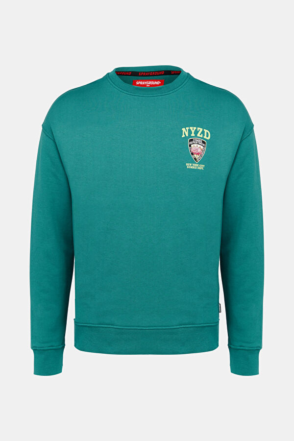 Yeşil Oversize Bisiklet Yaka Sweatshirt