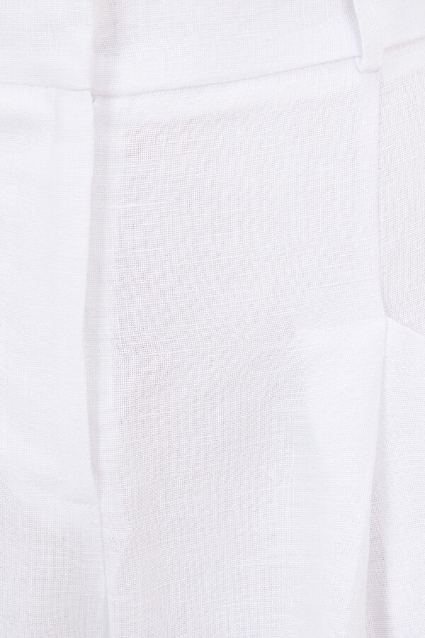 White Wide Leg Linen Women's Trousers 3