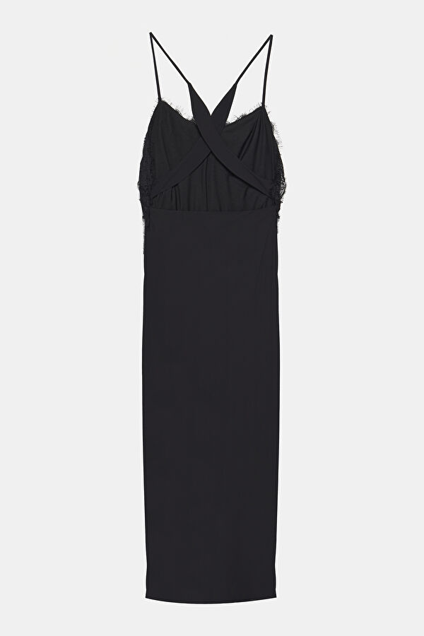 Black Patterned Midi Women's Dress 2