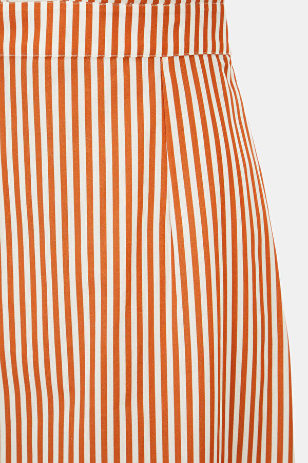 Orange Striped Midi Women's Dress 3
