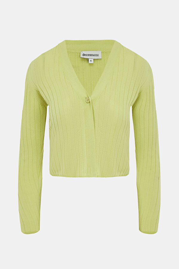 Close Fit Green V Neck Cardigan