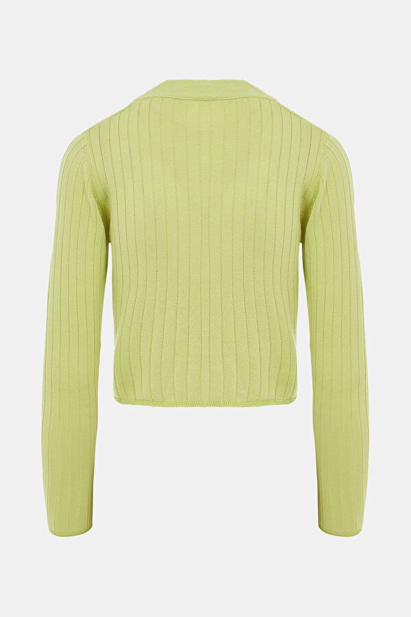 Close Fit Green V Neck Cardigan 2