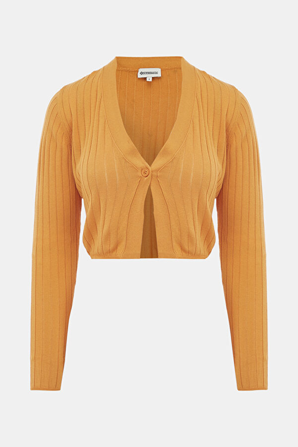 Orange Knitted Women's Cardigan