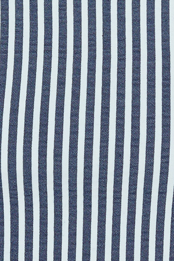 Navy Blue Striped Patterned Square Blouse 3