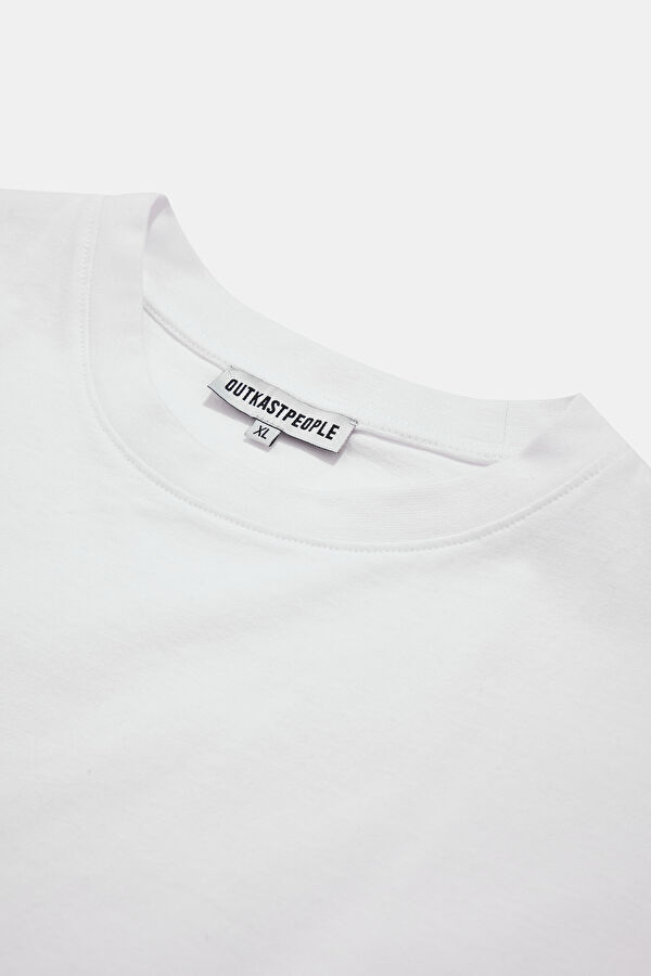 Oversize Beyaz Bisiklet Yaka T-Shirt 3