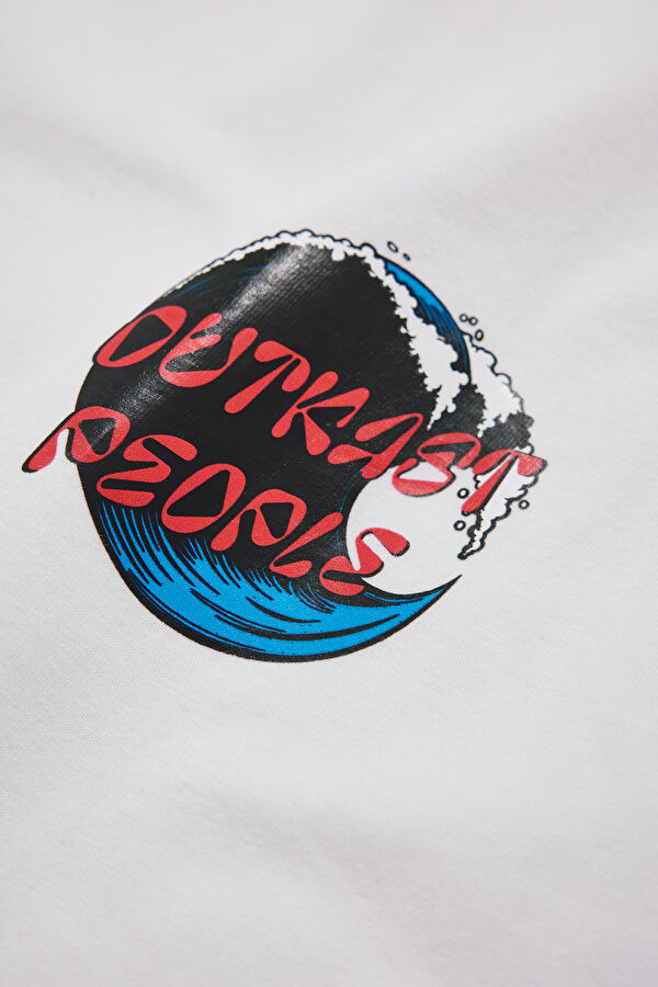 Oversize Beyaz Bisiklet Yaka T-Shirt 4