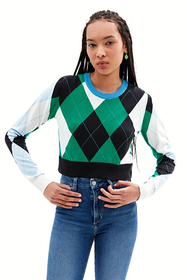 Multicolor Diamond Design Bicycle Collar Jersey