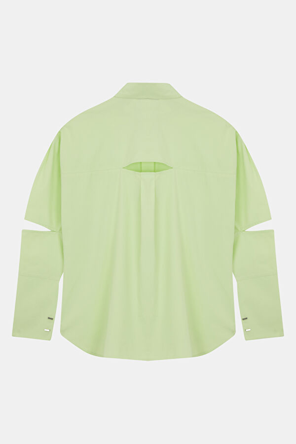 Relax Fit Light Green Mandarin Collar Women's Shirt 6