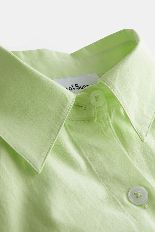 Relax Fit Light Green Mandarin Collar Women's Shirt 7