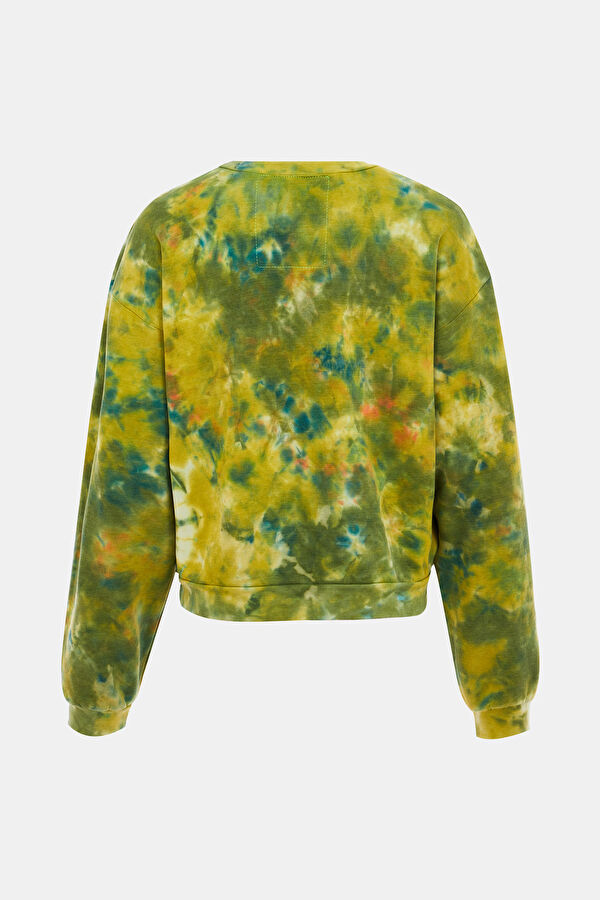 Yeşil Oversize Bisiklet Yaka Sweatshirt 2