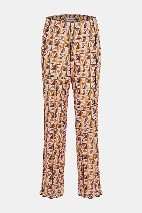 Standard Fit Multicolored Straight Leg Women's Trousers