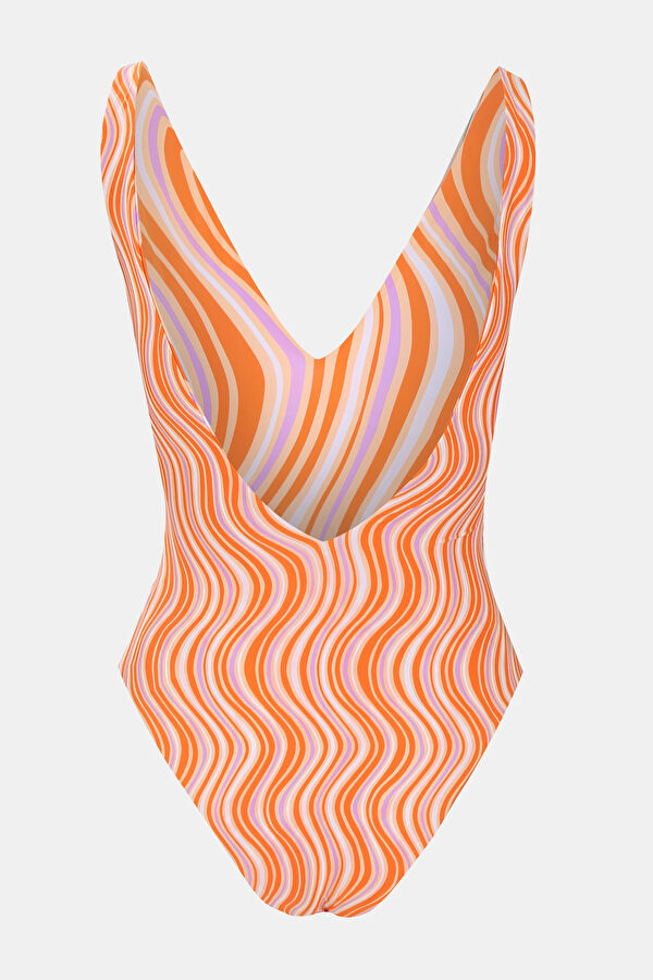 Orange Design Filled Swimsuit 2