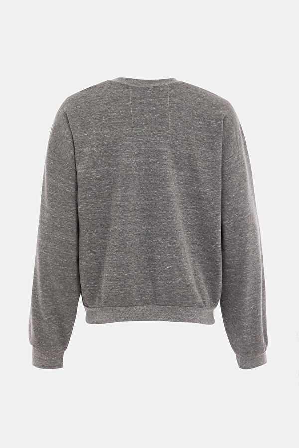 Oversize Grey Printed Bicycle Collar Sweatshirt 2
