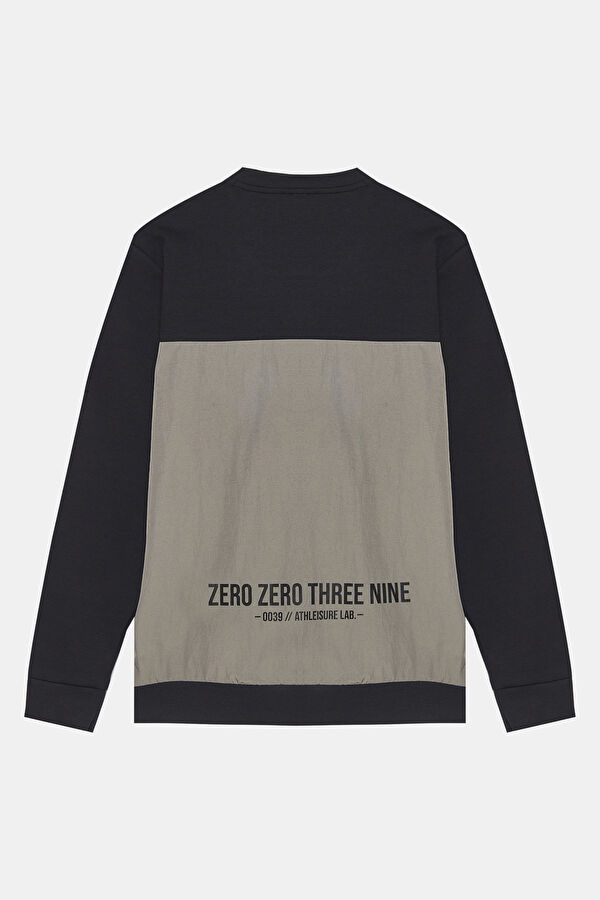 Siyah Bisiklet Yaka Erkek Sweatshirt 2