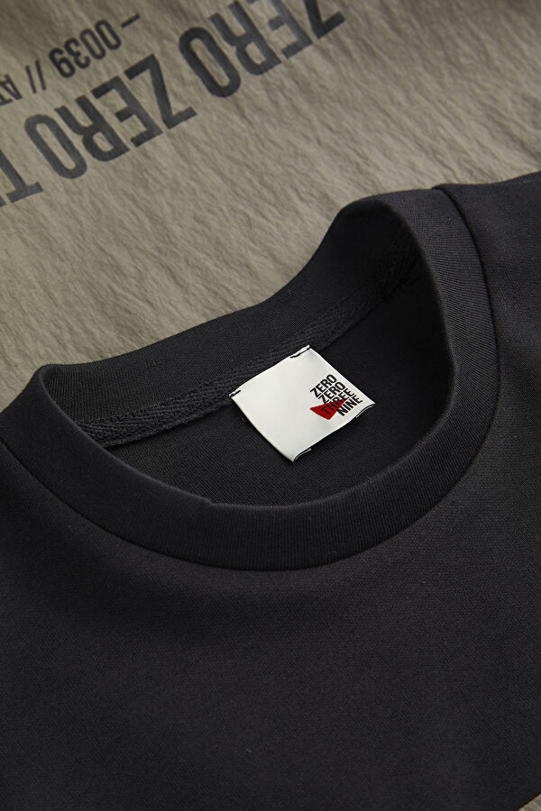 Siyah Bisiklet Yaka Erkek Sweatshirt 3