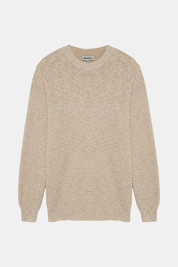 Beige Knitted Men's Sweater