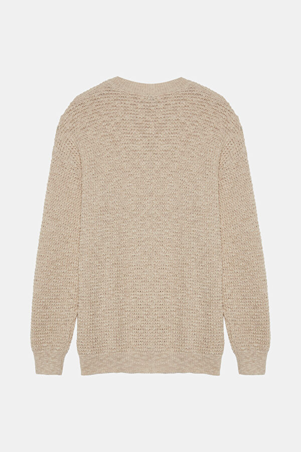 Beige Knitted Men's Sweater 2