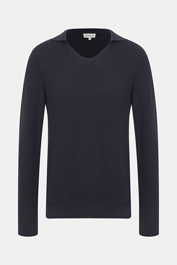 Navy Blue Knitted Men's Sweater 4