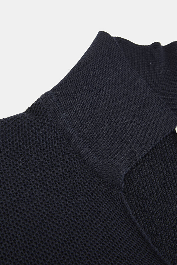 Navy Blue Knitted Men's Sweater 7